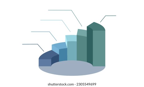 Blank company milestone infographic - column graph in half circle template as vector with 5 options can be used for progress, diagram, annual report, web design. Business concept.