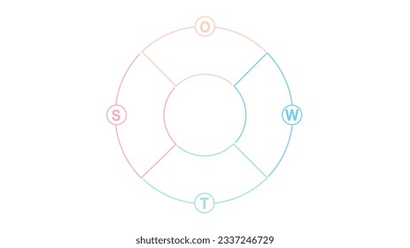 Die unverblindete Prozessdiagrammvorlage als Vektor mit 4 Optionen oder SWOT-Analyse kann für Fortschritt, Diagramm, Geschäftsbericht, Web-Design verwendet werden. Geschäftskonzept.