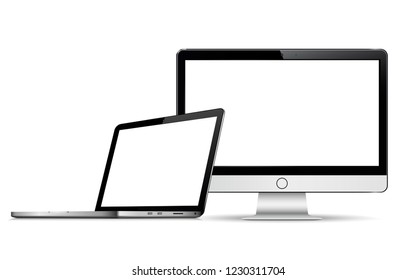 Blank computer display with laptop isolated