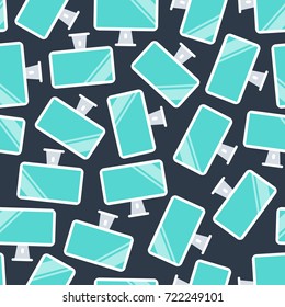 Blank computer screen monitors pattern over dark background. Vector illustration