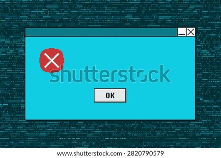 Blank computer system message. Retro empty pixel system notification window dialog box. Interface window copy space.
