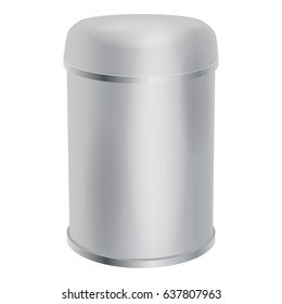 Blank container cylinder shape mockup. Realistic illustration of plastic container cylinder shape vector mockup for web