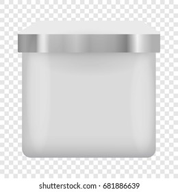 Blank container square shape mockup. Realistic illustration of blank container square shape vector mockup for web