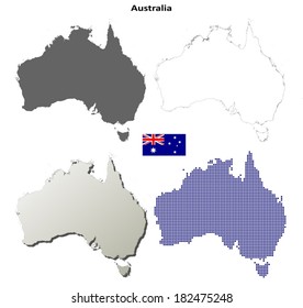 Blank contour maps of Australia - vector version