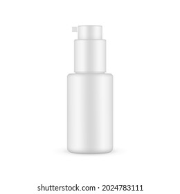 Blank Cosmetic Bottle Mockup with Dispenser, Isolated on White Background. Vector Illustration