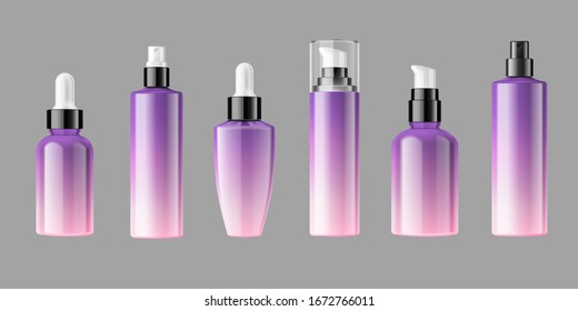 Blank cosmetic bottles premium packaging mockup in colorful tone for design uses, 3d illustration.