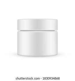 Blank cosmetic jar mockup isolated on white background, front view. Vector illustration