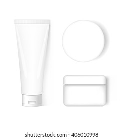 blank cosmetic package collection set isolated on white background