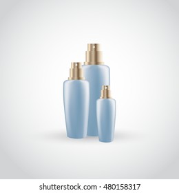 blank cosmetic package collection set isolated on white background