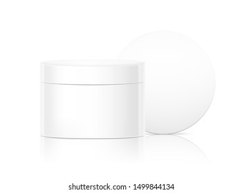 Blank cosmetic package container for creme. Vector illustration isolated on white background. Can be use for your design, advertising, promo and etc. EPS10.