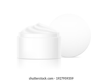 Contenedor de paquete cosmético en blanco para crema. Ilustración vectorial aislada en fondo blanco. Puede ser utilizado para su diseño, publicidad, promoción y etc. EPS10.	