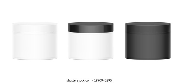 Blank cosmetic package container for creme. Vector illustration isolated on white background. Can be use for your design, advertising, promo and etc. EPS10.	