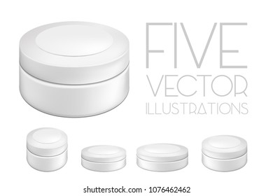 Blank cosmetic package containers for cream. Illustrations isolated on white background. Graphic concept for your design