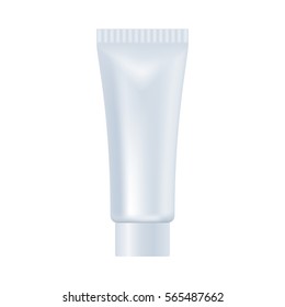 Blank cosmetic package isolated on white background. Tube for cream, toothpast, scrab, facial cleansing washing foam, hear styling mock ups vector illustration