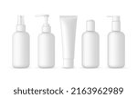 Blank Cosmetic Packaging Bottles Mockup: Tube, Spray, Pump Bottles. Vector Illustration