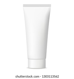 Blank cosmetic tube mock up isolated on white background. Vector illustration