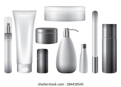 Blank cosmetic tubes isolated white, vector objects