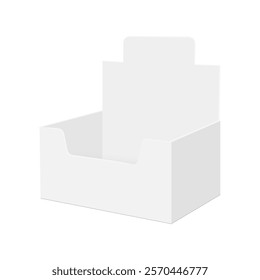 Blank Counter Display Box, Side View, Isolated On White Background. Vector Illustration