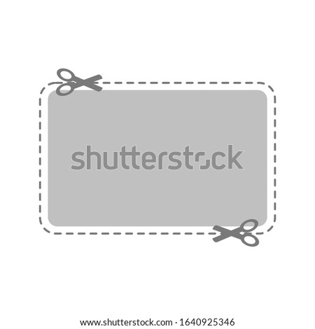 blank coupon with scissors and dash line for cut out isolated on white background. vector illustration