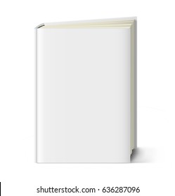 Blank cover book with a slightly open page isolated on white background. Ready for your design, promo, advertising. Vector illustration.