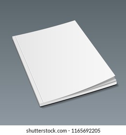 Blank Cover Of Magazine, Book, Booklet, Brochure. Illustration Isolated On Gray Background. Mock Up Template Ready For Your Design. Vector EPS10