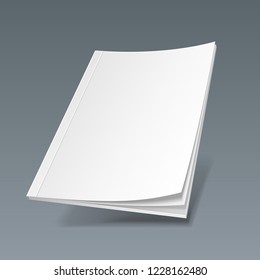 Blank Cover Of Magazine, Book, Booklet, Brochure. Illustration Isolated On Gray Background. Mock Up Template Ready For Your Design. Vector EPS10