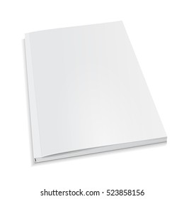 Blank Cover Of Magazine, Book, Booklet, Brochure. Illustration Isolated On White Background. Mock Up Template Ready For Your Design. Vector EPS10