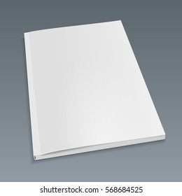 Blank Cover Of Magazine, Book, Booklet, Brochure. Illustration Isolated On Gray Background. Mock Up Template Ready For Your Design. Vector EPS10