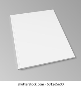 Blank Cover Of Magazine, Book, Booklet, Brochure. Illustration On Gray Background. Mock Up Template Ready For Your Design. Vector EPS10