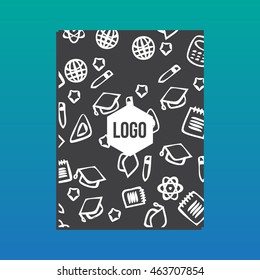 Blank Cover Of Magazine, Book or Brochure with back to school pattern. Back to school branding background