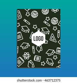 Blank Cover Of Magazine, Book or Brochure with back to school pattern. Back to school branding background