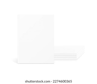 Blank cover magazine mockup set. Vector illustration isolated on white background. It can be used for promo, catalogs, brochures, magazines, etc. Ready for your design. EPS10.
