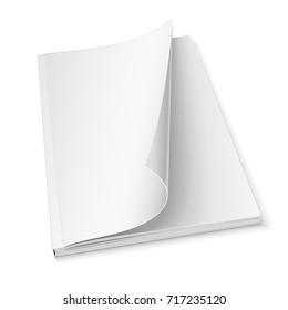 Blank Cover Of  Open Magazine, Book, Booklet, Brochure. Illustration Isolated On White Background. Mock Up Template Ready For Your Design. Vector EPS10