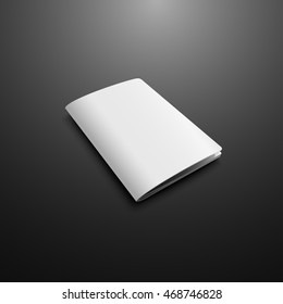 Blank Cover Of Passport, Magazine, Book, Booklet, Brochure, Leaflet. Illustration Isolated On Dark Background. Mock Up Template Ready For Your Design. Vector EPS10.