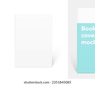 Blank cover soft book mockup with sample. Vector illustration isolated on white background. It can be used for promo, catalogs, brochures, magazines, etc. Ready for your design. EPS10.