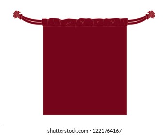 Blank crimson drawstring bag for template on white background, vector file