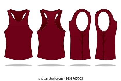 Blank Crimson Tank Top Template Vector on White Background.
Front, Back and Side View.