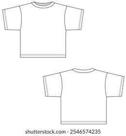 Blank cropped t-shirt design. Cropped t-shirt front and back view template	