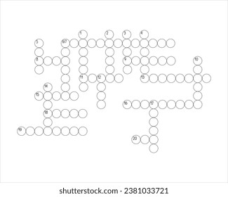 Blank crossword puzzle grid, empty template squares to fill in for riddle, educational or leisure game, ready to be used for making any word puzzle