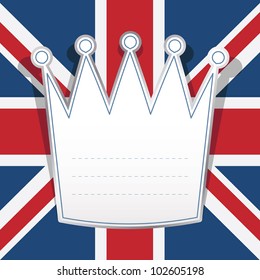 blank crown note paper on union jack background