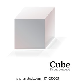 Blank cube on white background with reflection and shadow. Cube Vector Art, Stock Vector