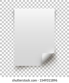 Blank Curled Page isolated on Transparent background