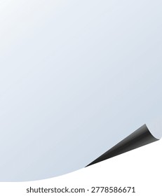 Blank curled paper corner mockup isolated on transparent background vector illustration