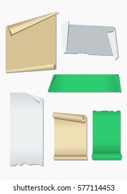 Blank Curly Paper Banners Vector for Text Background Template