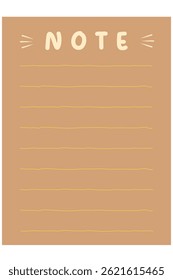 Blank Cute brown Journal, Notepad, Planner Label, Paper Sheet, Sticky Note Vector Illustration