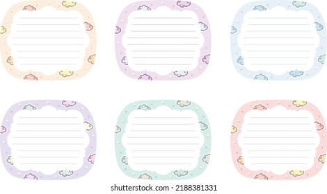 Blank cute reminder paper note planner doodle with pastel coloring and clouds