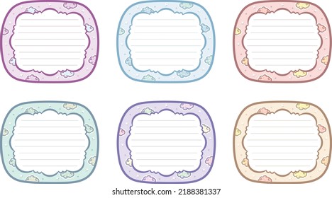 Blank cute reminder paper note planner doodle with pastel coloring and clouds