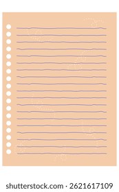 Blank Cute Soft brown Journal, Notepad, Planner Label, Paper Sheet, Sticky Note Vector Illustration