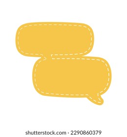 Blank Cute Speech Bubble with Dashed Line. Multiple Text Dialogue Template. Simple Flat Scrapbook Stitched Design Vector Illustration Set.