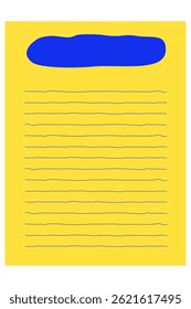 Blank Cute yellow Journal, Notepad, Planner Label, Paper Sheet, Sticky Note Vector Illustration